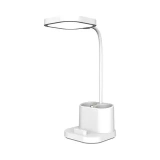 Platinet PDL008 - 4 In 1 Bureaulamp - Pennenhouder - Telefoonlader - Nachtlamp - Wit