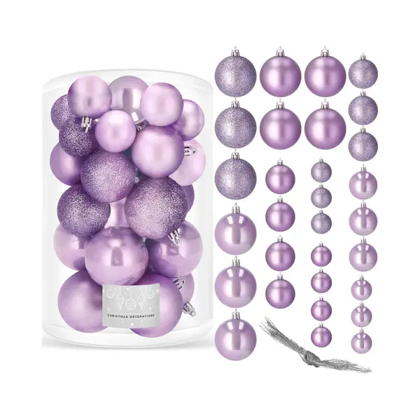 Springos Kerstballen | 30 Stuks | 6 Cm | Paars thumbnail