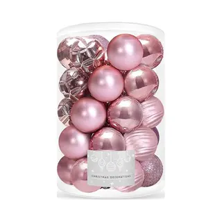 Springos Weihnachtsbaumkugeln 30-teiliges Set Durchmesser 8 Cm Rosa