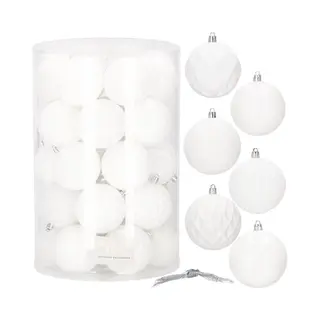 Springos Weihnachtsbaumkugeln 30 Stk. 8 Cm Weiß