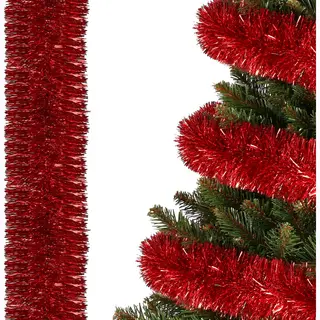 Springos Weihnachtsbaumkette 6m Rot, Weihnachtsbaumgirlande, Durchmesser 7cm