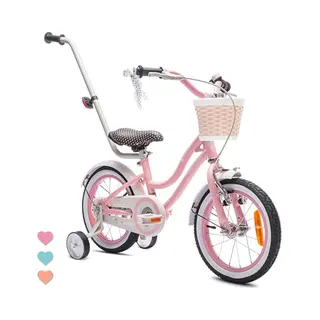 Sun Baby Heart Bike Fiets Voor Een Meisje Van 3 Tot 5 Jaar, 14 Inch Roze, Met Fietsbel, Zijwieltjes, Duwstang En Stuurmandje