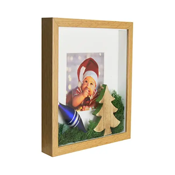 Bd Art 28x28 Box 3D Objektrahmen Bilderrahmen Mit Passepartout 20x20 Cm, Quadratische Eiche Zum Befüllen, Tiefer Für Objekte, Suvenirs 3 Cm, Für thumbnail