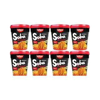 Nissin Soba Cup Noodles - Chili Wok Style Noedels - Instant Noodles - Vegan - 8 Stuks