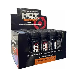 Scitec Nutrition® - Hot Blood Hardcore Shot (20 X 60 Ml - Orange) - Sinaasappel - 20 Doseringen - Pre Workout Shot - Vloeistof - Pre-workout