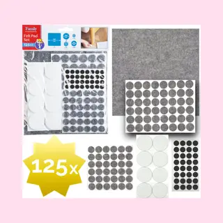 Family Pound 125x Premium Viltjes Stoelpoten - Zwart / Wit / Grijs - Anti Kras Meubelvilt Voor Meubels - 125 Stuks - Rond En Vierkant - Stoelpoot Beschermers -