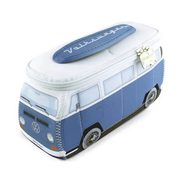 Brisa Vw Collection - Volkswagen Neoprene Universal Makeup Cosmetics Toiletry Travel Pharmacy Bag In T2 Bus Design (Blue & White/Small) thumbnail