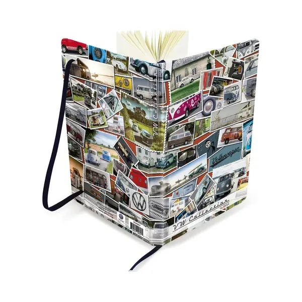 Brisa Vw Collection - Volkswagen Notebook-Diary-Writing Book, Lined With Hardcover Binding In T1 Bus, Beetle, Gti Design Din A5 (T1 Bus/Stamps) thumbnail