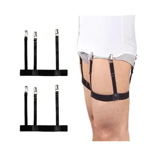 Overhemd Bretels - Shirt Stays (Per Paar) - Heren - Zwart - Elastische Jarretels