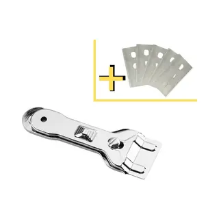 Kookplaat Krabber Schraper Met Reservemesjes Voor Keramische / Halogeen / Inductie Kookplaten - Glasschraper - Glas Mes Schraper - Roestvrij Staal - 5