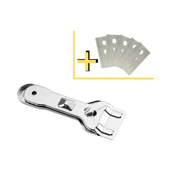 Kookplaat Krabber Schraper Met Reservemesjes Voor Keramische / Halogeen / Inductie Kookplaten - Glasschraper - Glas Mes Schraper - Roestvrij Staal - 5 thumbnail
