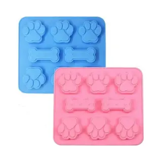 2-in-1 Puppy Hond Poot En Bot Siliconen Mallen Set Roze/blauw, Niet-klevende Food Grade Siliconen Mallen Voor Chocolade, Snoep, Gelei, Ijsblokjes,