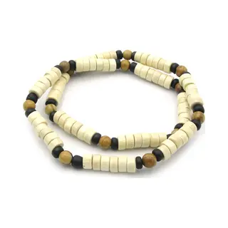 No Evil Kralenketting Voor Mannen Met 6mm Houten Kralen Wit Bruin En Zwart
