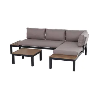 4goodz Tuinsbankset Voor 4 Personen - Aluminium Frame Met Bijzettafel - Taupe