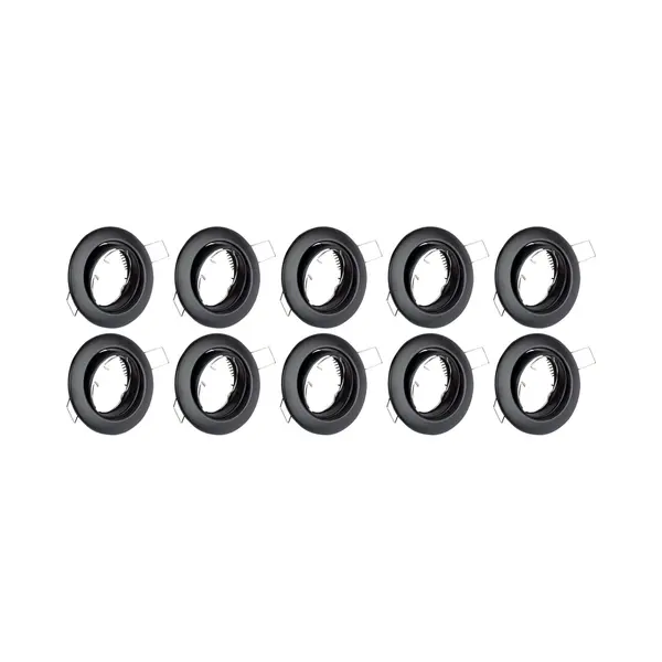 Bes Led Spot Armatuur 10 Pack - GU10 Inbouwspot - Rond - Zwart - Aluminium - Kantelbaar Ø82mm thumbnail