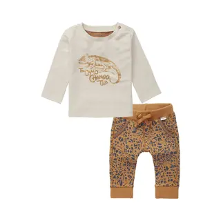 Noppies - Kledingset - 2delig - Broek Bruin Met Prints - Shirt Oatmeal Met Print - Maat 86