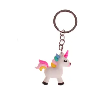 S.y.w Sleutelhanger Eenhoorn - Wit Met Regenboogkleuren - Pvc - 4x4cm