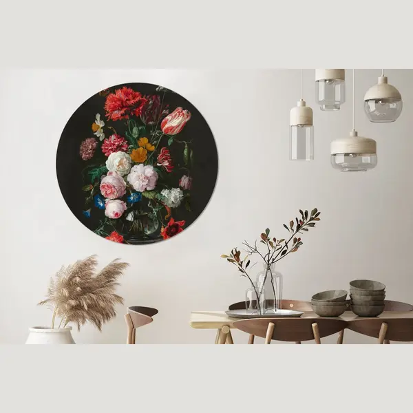 StickerSnake Behangcirkel - Muurstickers Slaapkamer - Bloemen - Stilleven - Kunst - Oude Meesters - Wandsticker - Ronde Wanddecoratie - Muursticker Rond - 140x140 thumbnail