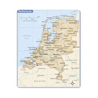 Muismat Kaart Nederland - Bruine Kaart Van Nederland Muismat Rubber - 19x23 Cm - Muismat Met Foto