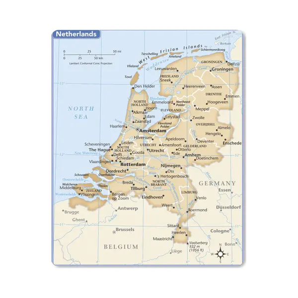 Muismat Kaart Nederland - Bruine Kaart Van Nederland Muismat Rubber - 19x23 Cm - Muismat Met Foto thumbnail