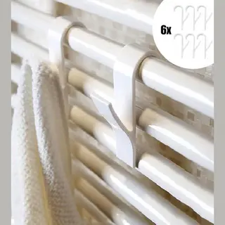 6x Handdoekhaakjes - Handdoekhaken Radiator - Radiator Kapstokhaak - Handdoekenrek Badkamer - Hangend - Haakjes | 6 Stuks - Hoge Kwaliteit!