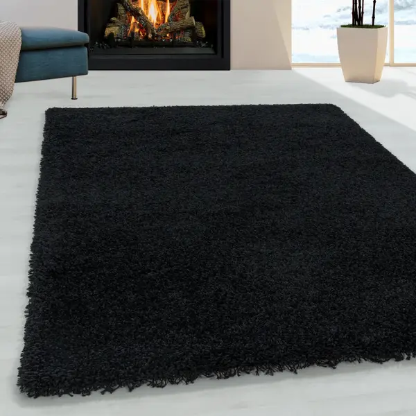 Muratap Tapijtenloods Monaco Soft Shaggy Hoogpolig Vloerkleed Black- 160x230 Cm thumbnail