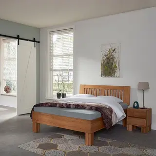Bed Box Wonen Massief Beuken Houten Bed Vidin Premium 140x220 Cm Natuur Gelak