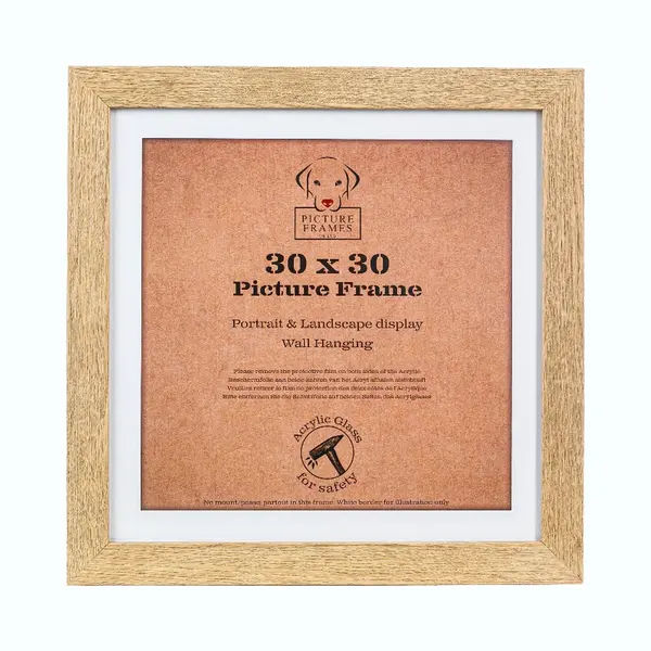 Picture Frame Uk Fotolijst Fotomaat 30x30 Cm - Mdf Hout- Licht Eiken- Fotokader - 28mm Profielbreedte - Posterlijst thumbnail