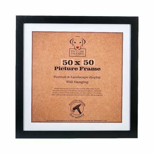 Picture Frame Uk Fotolijst Fotomaat 50x50 Cm - Mdf Hout - Zwart - Fotokader - 28mm Profielbreedte - Posterlijst thumbnail