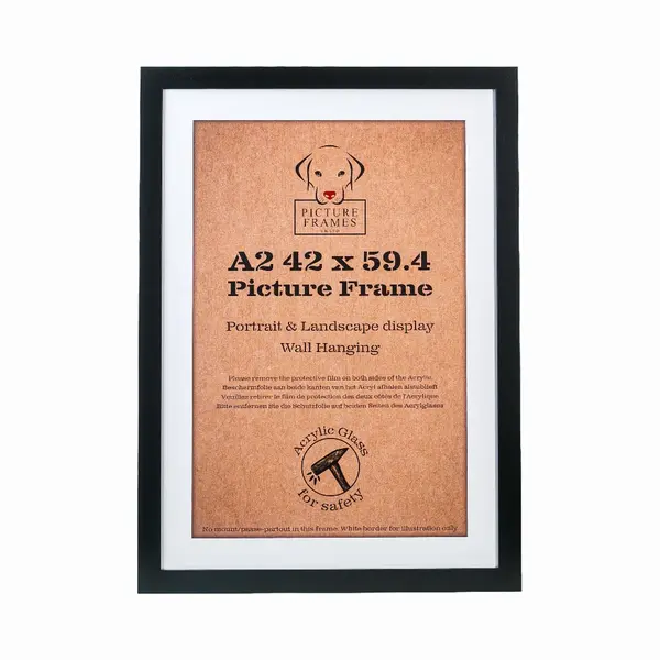Picture Frame Uk Fotolijst Fotomaat A2 (42x59, 4 Cm) - Mdf Hout- Zwart - Fotokader - 28mm Profielbreedte - Posterlijst thumbnail