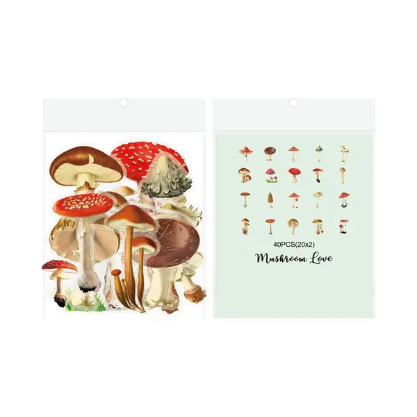 40 Stuk Paddestoel Liefde Transparant Stickers Voor Kinderen En Volwassenen Beloningsstickers Journal Laptop Telefoon Stickers thumbnail