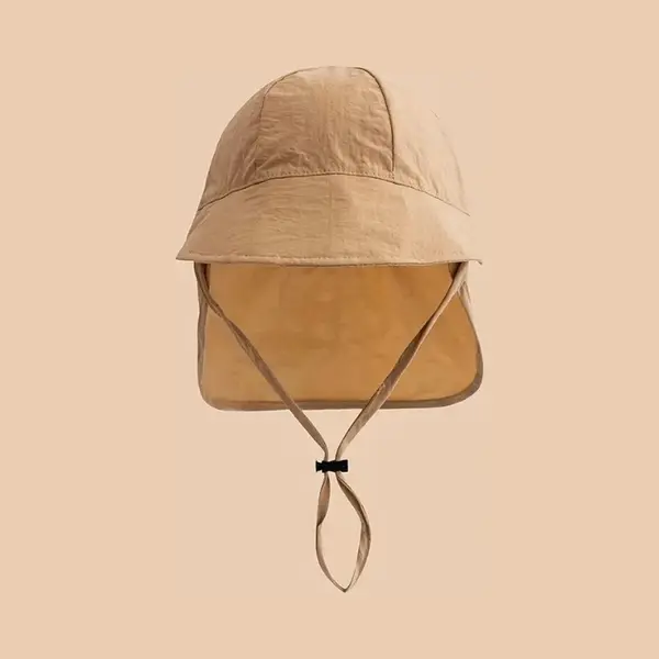 Vakantie Zonnehoed Nekflap Beige / Zand – Zomerhoedje + Stopper - Opvouwbaar | Baby – Peuter – Kinderen | 2 – 5 Jaar | Uv Werend | Verstelbaar thumbnail