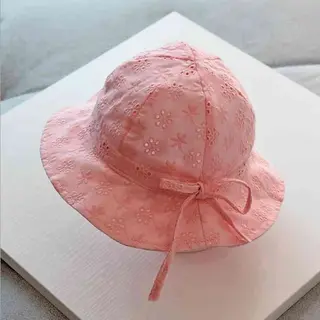 Schattige Vakantie Zonnehoed Rose Broderie – Zomerhoedje Met Strikje Achter | Baby – Peuter – Kinderen | 0 - 3 Jaar | Uv Werend | Brede Rand –