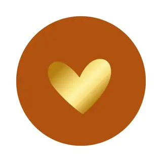 Sluitsticker - Sluitzegel Gouden Hart | Cognac / Camel / Roest / Terra Bruin – Goud | Bedankje – Envelop | Hart - Hartje | Chique | Envelop