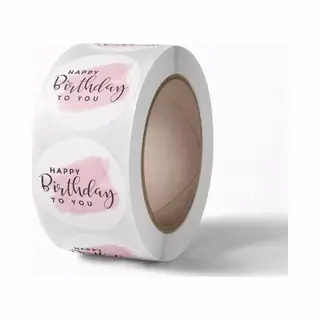 Sluitsticker Sticker Happy Birthday To You | Zwart – Rose – Wit | Envelop - Traktatiezakje - | Envelop Sticker | Cadeau - Gift - Cadeauzakje -