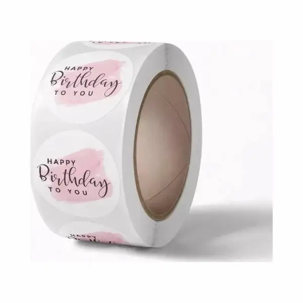 Sluitsticker Sticker Happy Birthday To You | Zwart – Rose – Wit | Envelop - Traktatiezakje - | Envelop Sticker | Cadeau - Gift - Cadeauzakje - thumbnail