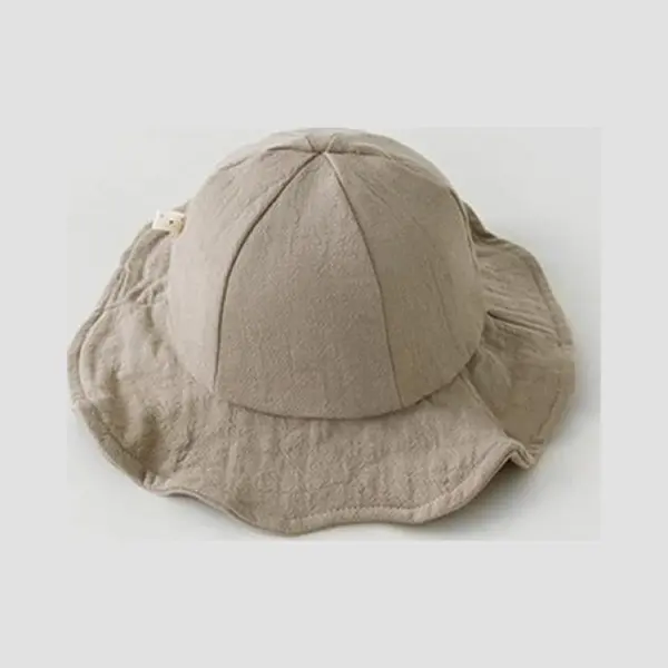 Schattige Vakantie Zonnehoed Linnen Look - Beige / Zand | 0 – 18 Maanden | Baby – Kind | Uv Werend | Elastiek – Licht Uitrekbaar | Strandhoedje thumbnail