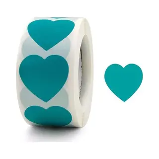 Sluitsticker - Sluitzegel – Aqua Blauw / Turquoise - Hart - Hartje | Trouwkaart - Geboortekaart - Envelop | Harten | Envelop Stickers | Cadeau -