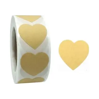 Sluitsticker - Sluitzegel – Kraft Naturel / Hart / Hartje | Trouwkaart - Geboortekaart - Envelop | Harten | Envelop Stickers | Cadeau - Gift -