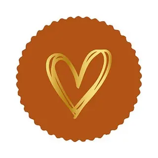 Sluitzegel Groot Kartel Rand – Gouden Hart – Cognac - Bruin - Camel - Herfst - Bos | Hartjes - Stickers | Envelop Sticker - Geboorte Kaart –