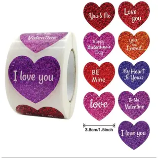 Valentijn - Moederdag Sluitsticker - Sluitzegel - Hart - 40 Stuks - My Heart Is Yours / Happy Valentine's Day / Love You / Be Mine / You Are Loved |