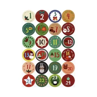 Sluitsticker - Sluitzegel – Advent Kalender | Groen – Rood – Blauw | Genummerd – Aftellen | Winter – Sneeuw - Kerst - Merry Christmas –