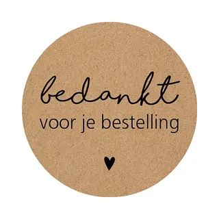 Sluitsticker - Sluitzegel – Bedankt Voor Je Bestelling | Kraft Naturel – Zwart - Hartje | Bedankje – Envelop | Chique | Envelop Stickers |