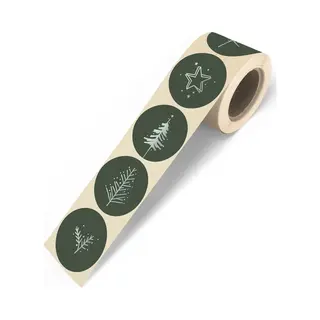 Prachtige Xl Sluitzegel Kerst Rustige Print - 5 Assorti - Stickers Christmas - Groen - Winter - Boom - Tak - Ster | Envelop Sticker – Christmas -
