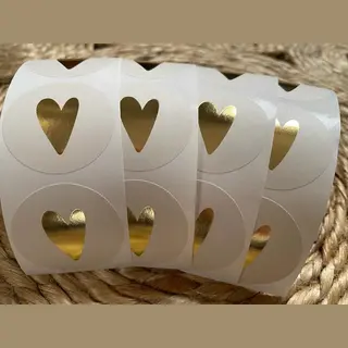 Sluitsticker – Sluitzegel Ivoor / Creme Gouden Hart Glans | Off-white – Gebroken Wit | Bedankje – Envelop | Hart - Hartje | Chique | Envelop