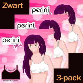 Perini Meisjes Topjes Microvezel - 3-pack - Maat 152/164 - Zwart