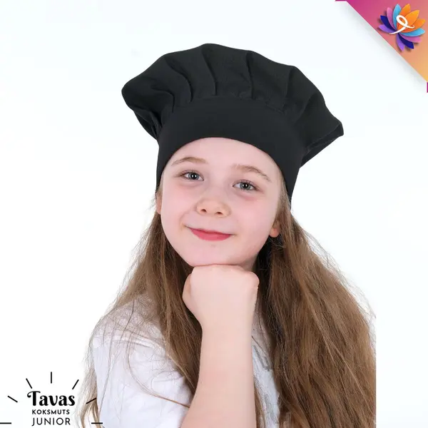 Tavas Kinderen Koksmuts Met Klittenband Met Verstelbare Maat | Zwart thumbnail