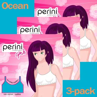 Perini Meisjes Topjes Microvezel - 3-pack - Maat 152/164 - Blauw