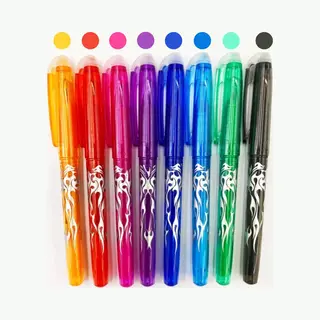 Uitwisbare Pennen Inclusief Gum Dop- 8 Stuks- Diverse Kleuren- Uitwisbare Pen- Erasable Pen- Uitwisbaar- Uitgumbaar- Rollerball Pen- Gumbaar- Wisbaar-