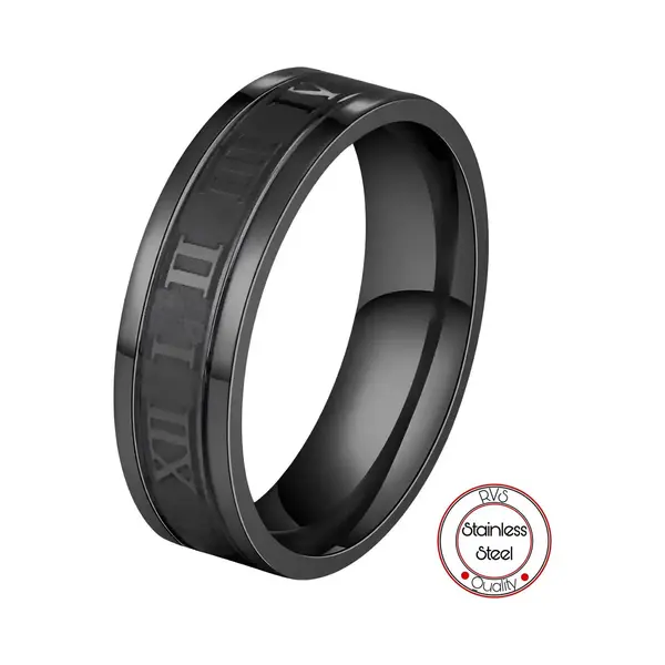 Soraro Roman Ring | Zwart | Ringen Mannen | 19mm | Ring Heren | Cadeau Voor Man | Mannen Cadeautjes | Vaderdag | Vaderdag Cadeau | Kerstcadeau | Black Friday thumbnail